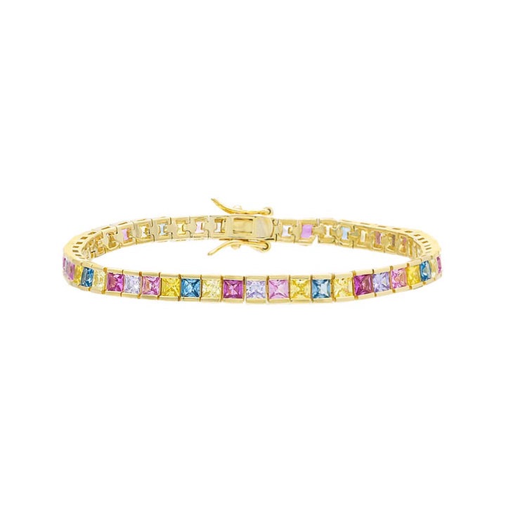 Pastel Princess Cut Tennis Bracelet 48$